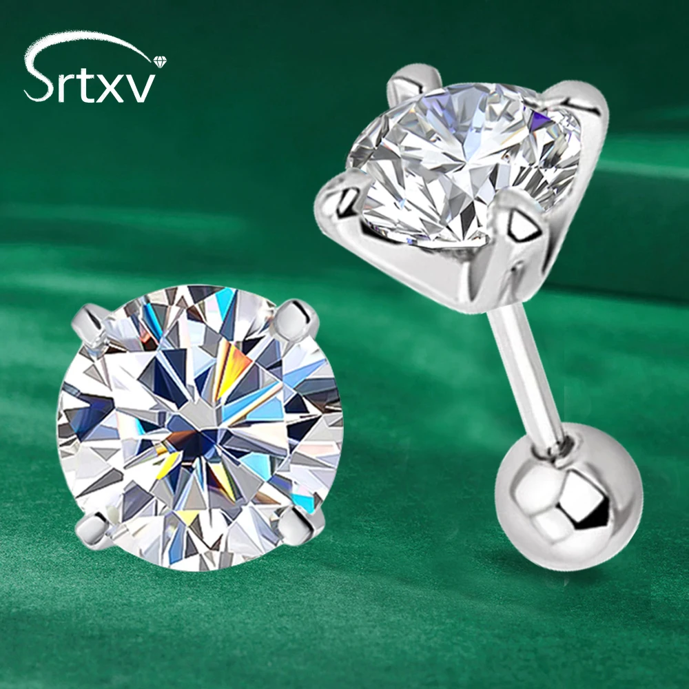 Сертифицированные GRA серьги-гвоздики с муассанитом 0 3-2 карата для женщин и мужчин