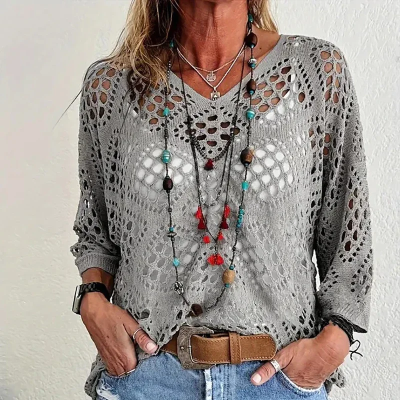 WYUIT Однотонный вязаный свитер из хлопка и полиэстера