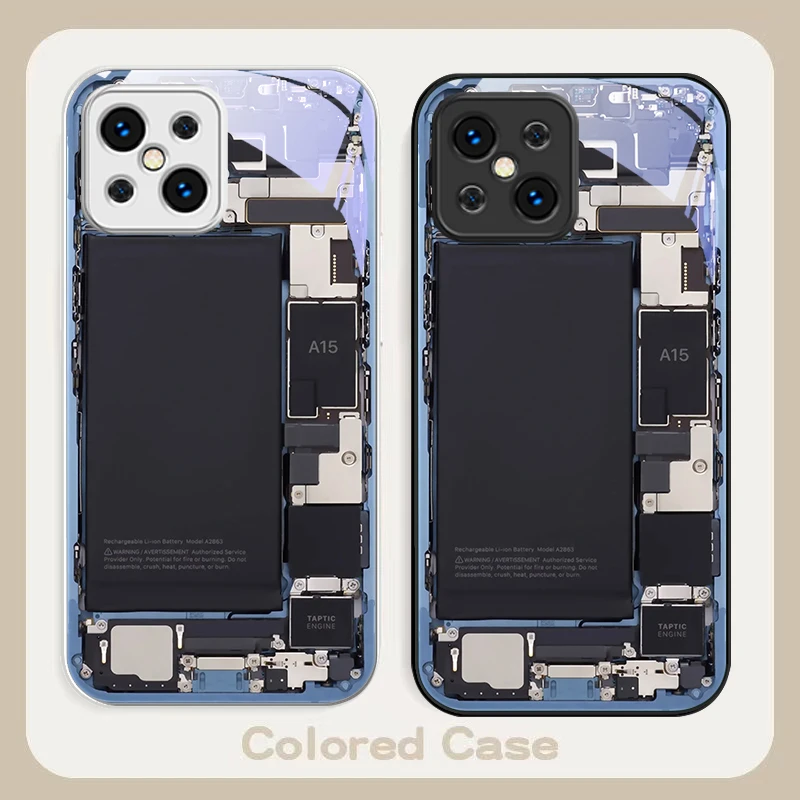 Blue border circuit board For Find X5 X3 Lite Reno 6 4Z 5G OPPO A72 79 73 58 A54S OnePlus Nord N200 Tempered glass phone case