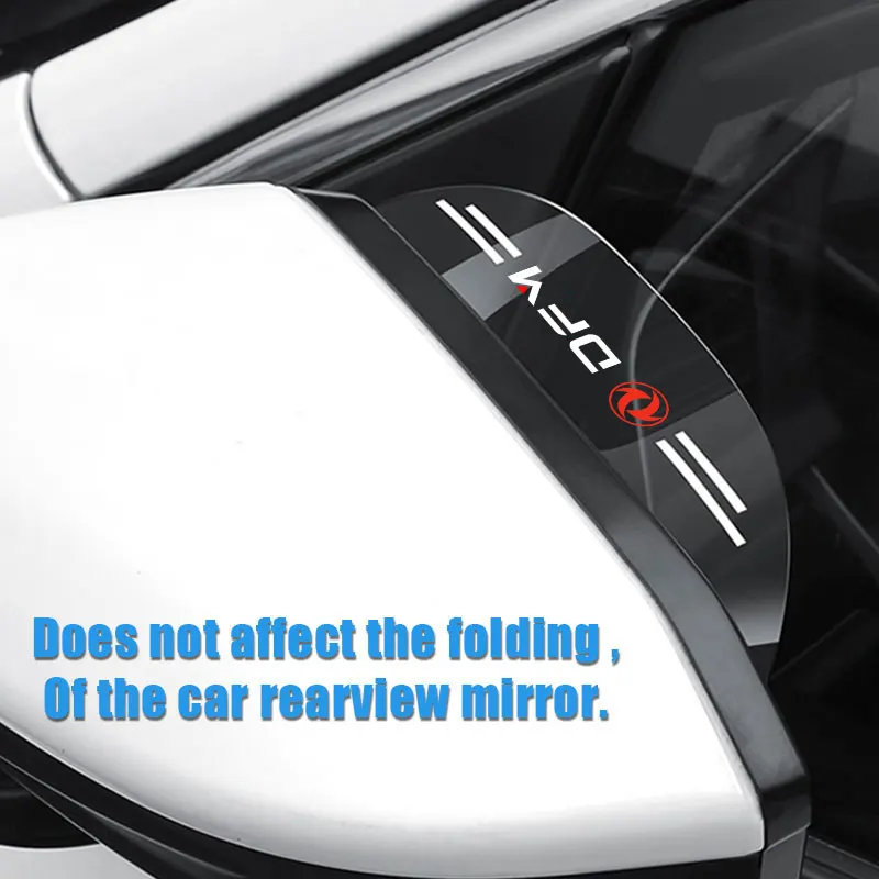 

2Pieces For Dongfeng DFM Logo Flexible PVC Car Rearview Mirror Rain Eyebrow Protector Cover Visor Shade Shield Accessories