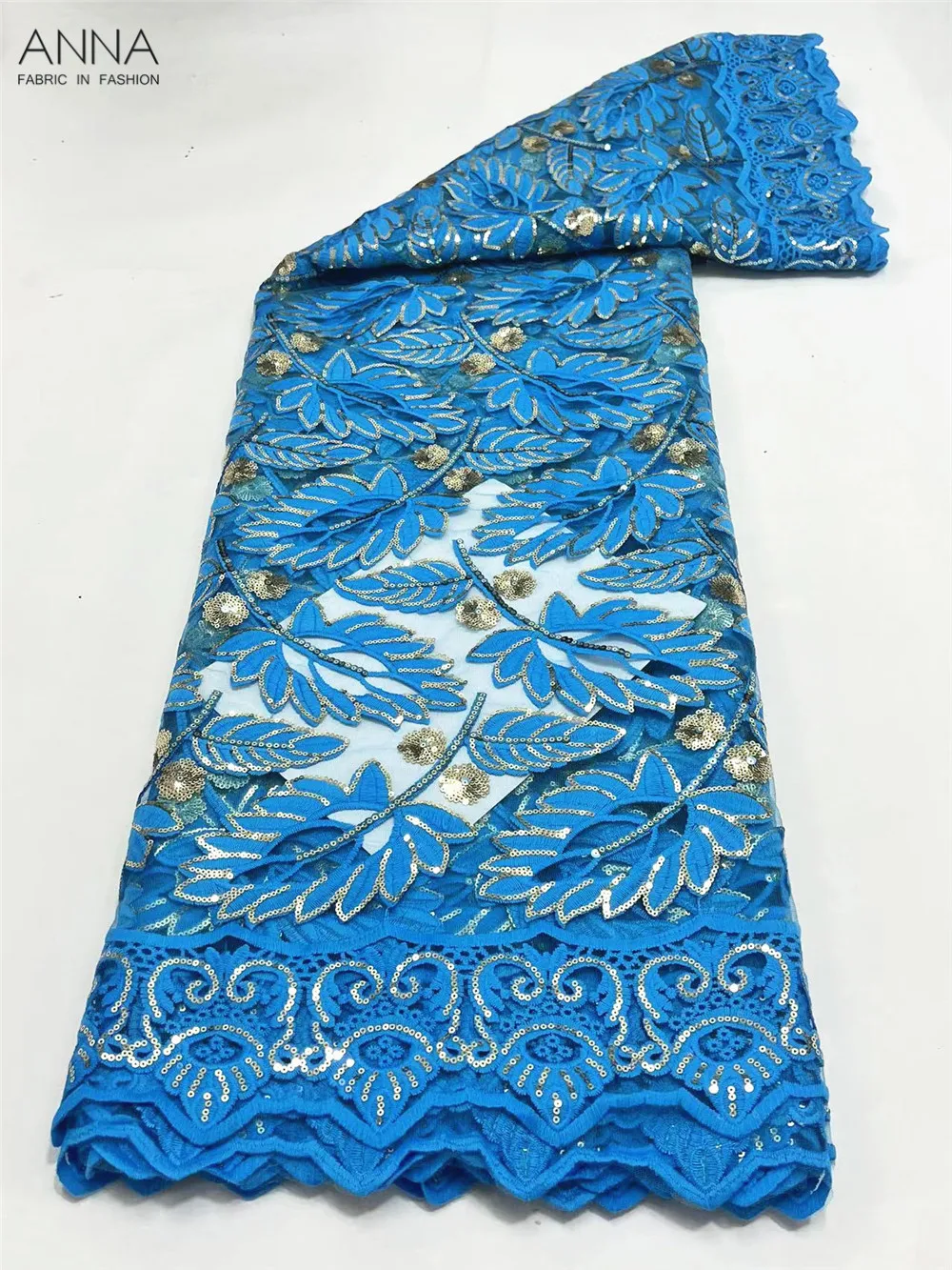 

African Lace Fabric With Sequins Embroidered French Tulle Lace Fabrics 5yards Nigerian Dress Fabric For Wedding Party