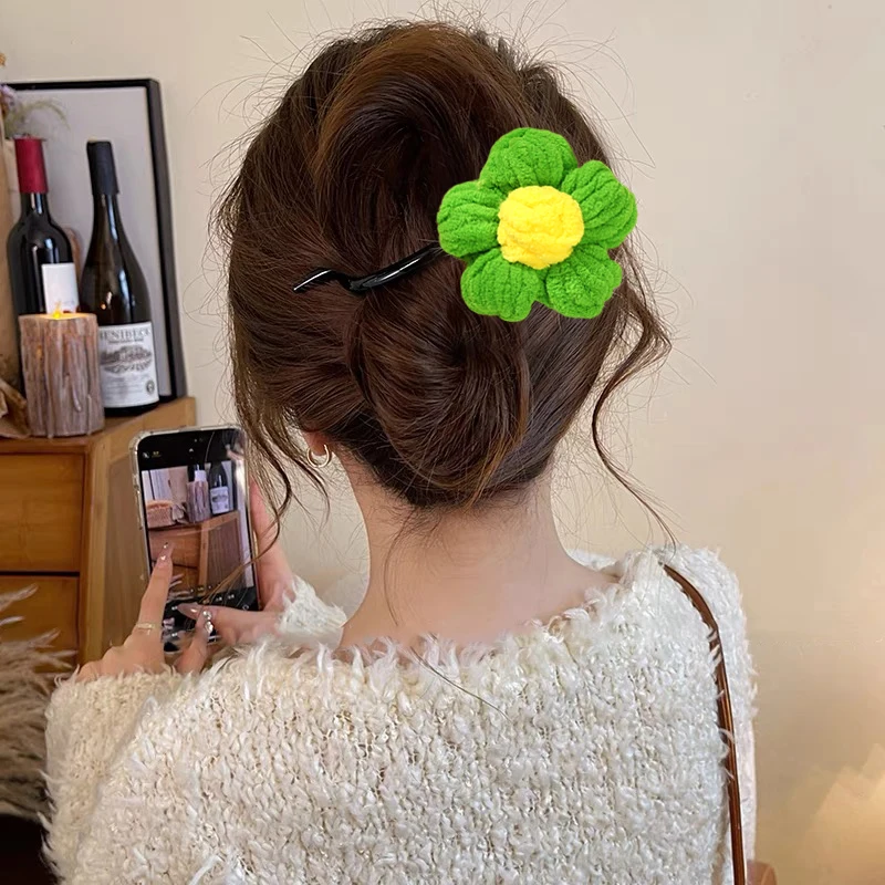 Шерстяные заколки для волос с цветком женщин большая заколка в стиле ретро