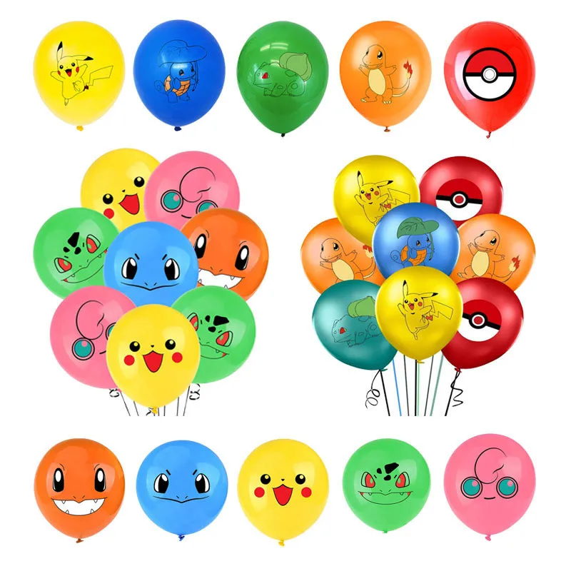 

12inch 10pcs/set Pokemon Birthday Balloon Set Pikachu Bulbasaur Squirtle Psyduck Balloons Figure Birthday Party Dcorations Kids