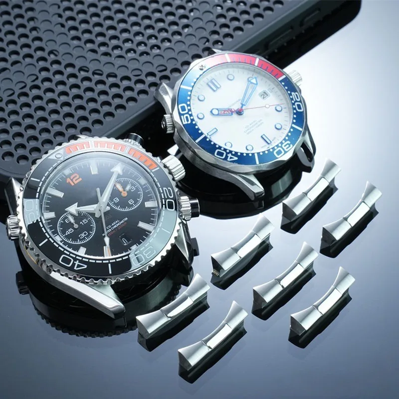 Фото Высококачественный цельный коннектор-заглушка для Omega Ocean Universe 300/600 Seamaster 300, металлический адаптер 20 мм, 21 мм, 22 мм №5