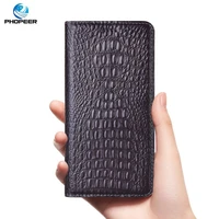 crocodile pattern genuine leather case for infinix hot 9 10 10i 10t 10s nfc 11 11s play pro card pocket flip cover phone case