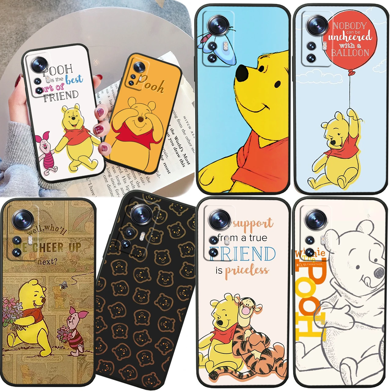 

Disney Winnie Bear Cool For Xiaomi Mi 13 12T 11X 10T Note 10 Ultra Pro Lite 5G Soft Silicone Black Phone Case