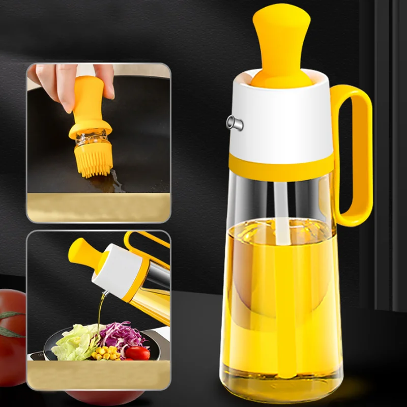 

2 In 1 Oil Dispenser Bottle with Brush Large Capacity Liquid Seasoning Soy Sauce Vinegar Bottle Kitchen Storage Bottle