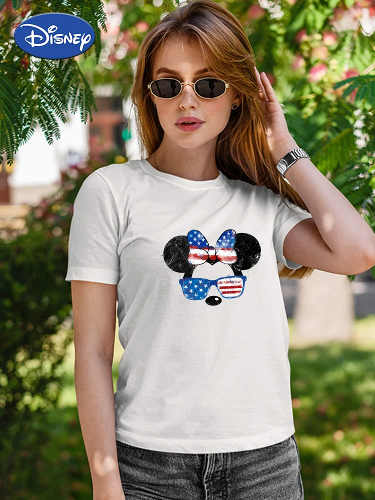 

Minnie Mouse American Fashion Vacation Women's T-Shirts Disney Casual Hipster Short Sleeve Beach Y2K White Ropa Mujer Wholesale