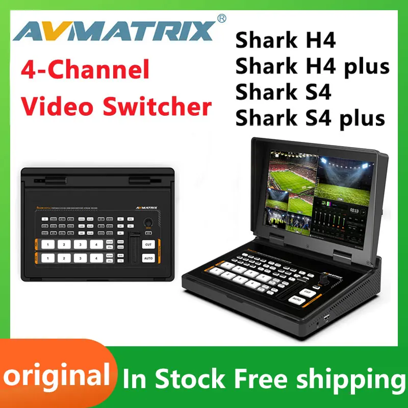 Фото AVMATRIX 4-канальный видеомикшер SDI/HD Shark H4/Shark H4 Plus/Shark S4/Shark S4 Plus с 10,1-дюймовым экраном для потоковой передачи видео №1