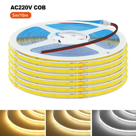 KISUFU COB светодиодная лента 220В теплый белый