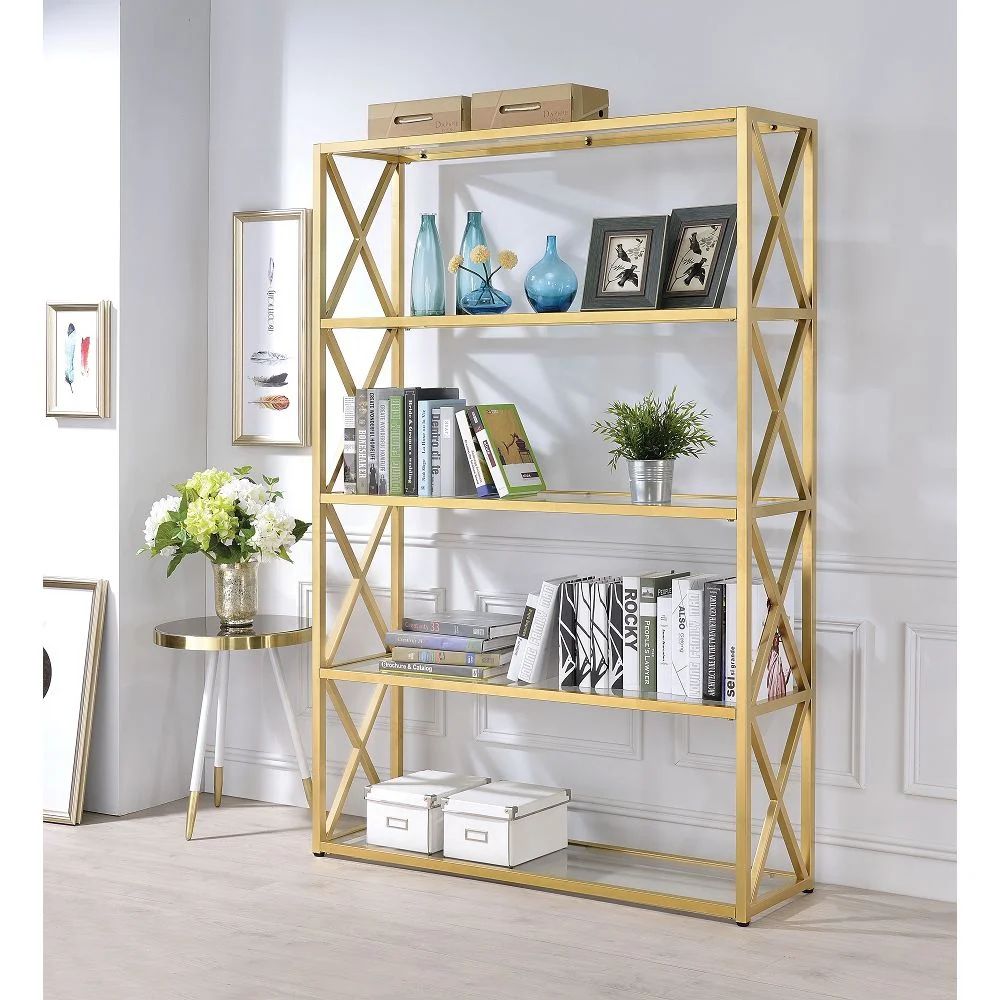 

Bookshelf in Gold & Clear Glass 92460