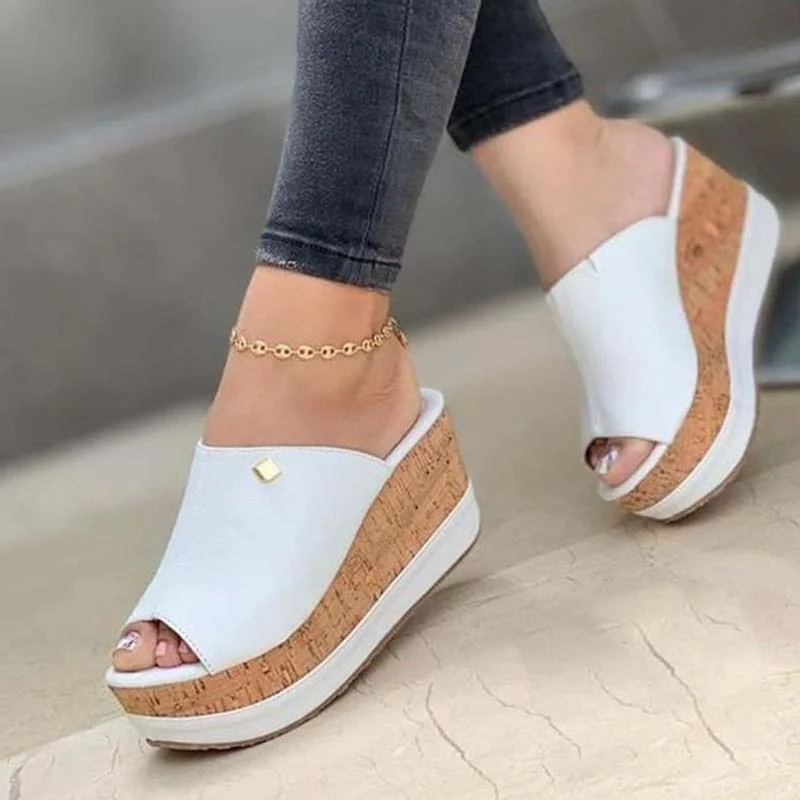 

Casual Ladies Outdoor Slippers Women Summer Peep Toe Wedges Heeled Sandals Platform Shoes Beach Shoes Fashion Slides Sandalias