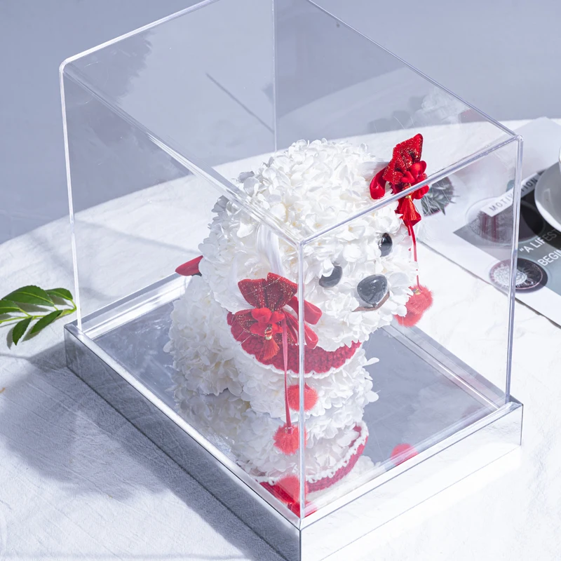 Фото Вечная роза, вышивка, шар, вечный цветок Marzis Teddy Dog, акриловое украшение для дома, День Святого Валентина, вечерние, подарок №5