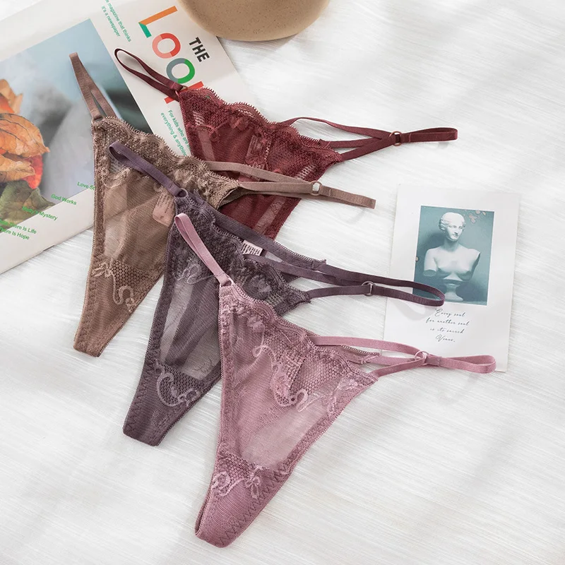 

European Style Thong Sexy Lace Panties Fashion Hollow Out Comfort T-String Low Waist Seamless Underpants Female Sexy Lingerie