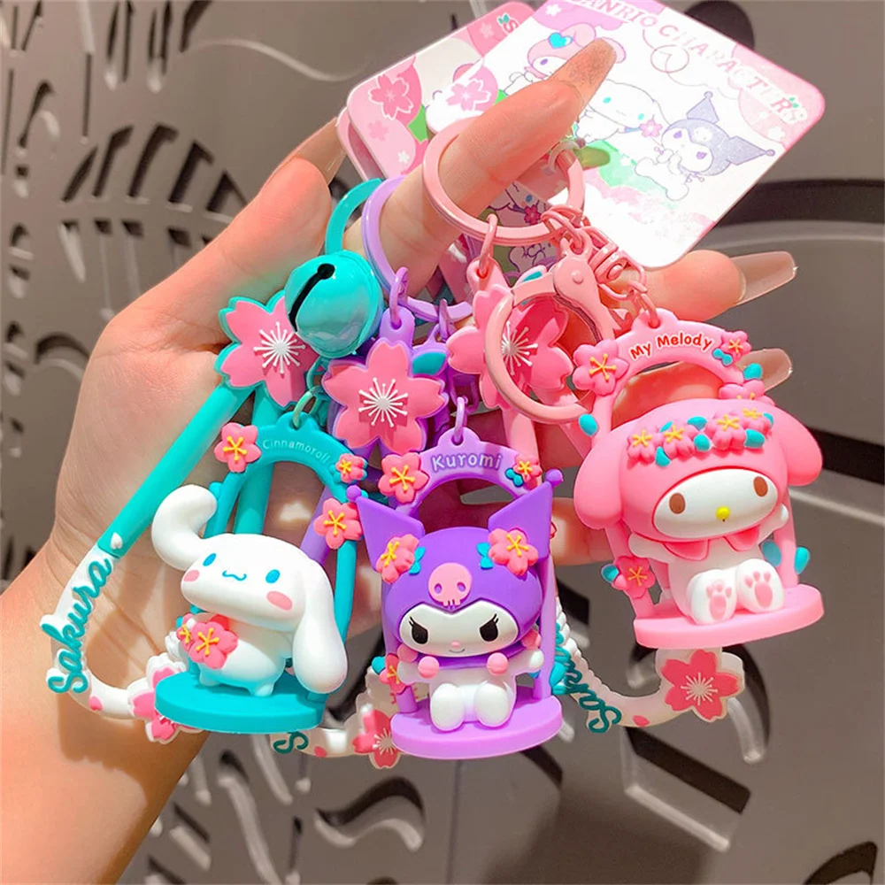 

Original Anime Sanrio Kuromi Keychain 산리오 Kawaii Sakura Series Cinnamoroll My Melody Keyring Pendant Bag Ornaments Cartoon Gift