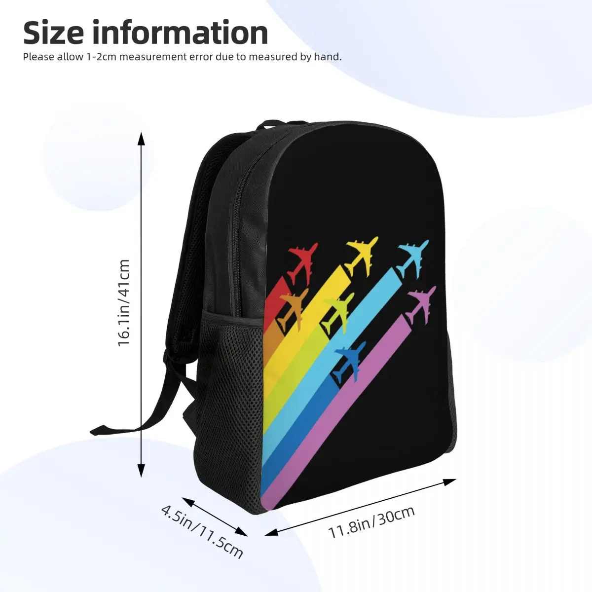 Рюкзак унисекс для ноутбука с радужными самолетами и дорожками