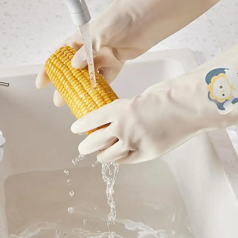 

1Pair Waterproof Cleaning Gloves Kitchen Durable Dish Rubber Washing Gloves Vegetables For Household Chores Cleaning Scrubber