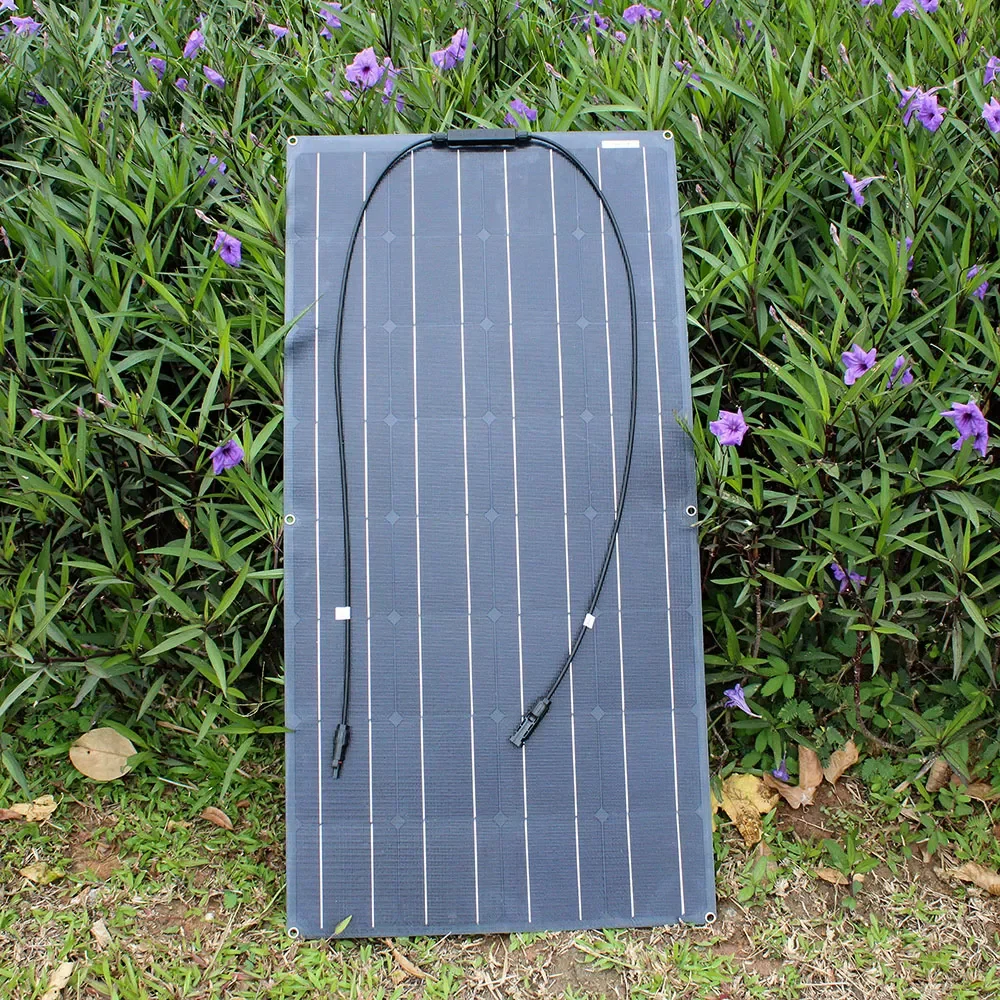 

2023NEW ETFE PET 300w 200w 100w Flexible Solar Panel Black Monocrystalline Cell 12V 24V Battery Charger 1000w Home Complete Syst