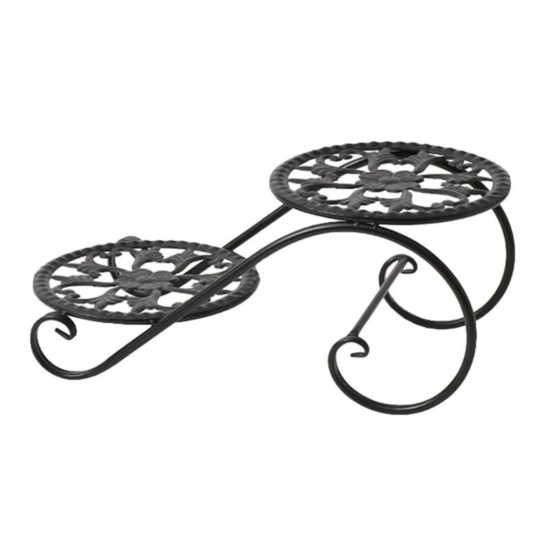 

PHFU-Metal Plant Stand Indoor And Outdoor Wrought Iron Plant Pot Holder For Farmhouse Garden Lawn Patio Balcony (Black)