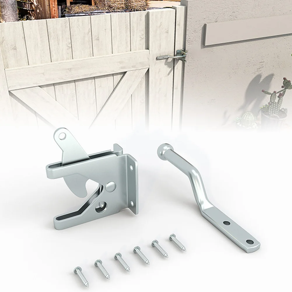 Self Locking Gate Latch Automatic Gravity Lever Fence Gate Lock For Wood Fence Gate Door Latches Steel Garden Fence Pasture Farm