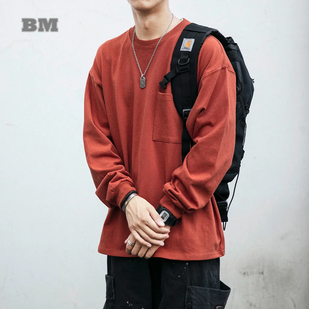 

Japanese Basic Long Sleeve T-Shirt Harajuku High Quality Solid Color Sweatshirt Korean Streetwear Couple Pullover Casual Tops