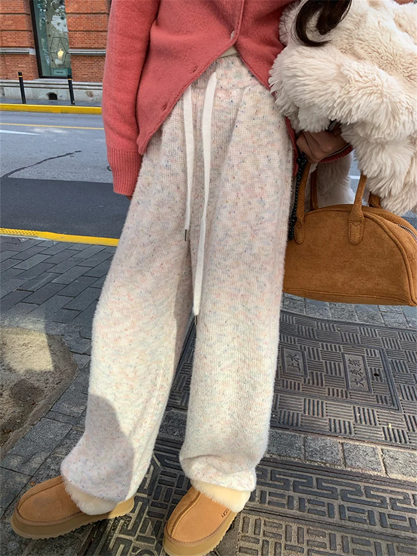 Брюки Alien Kitty женские с широкими штанинами однотонные трикотажные повседневные