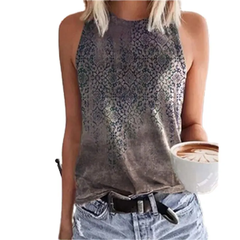 

Women's Sleeveless T-shirt Color Patchwork Tee Basic Shirts Summer Elegant Women Sexy Halter Casual Tops Femme