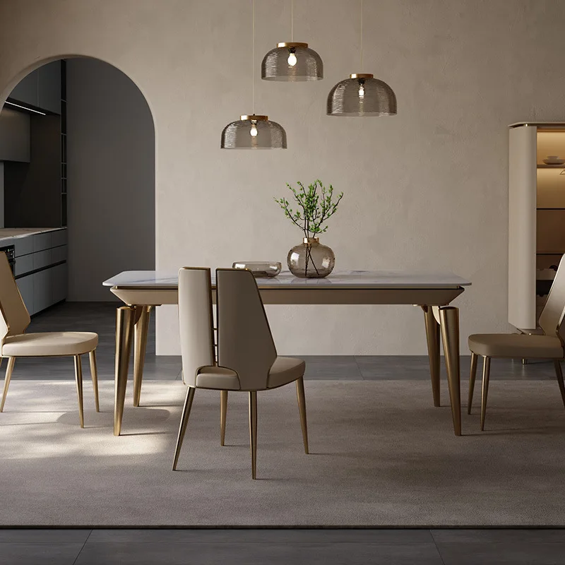 

New Luxury Italian Minimalist Dining Table ,Rectangular Marble Top Table,Stylish Dining Room Table Set