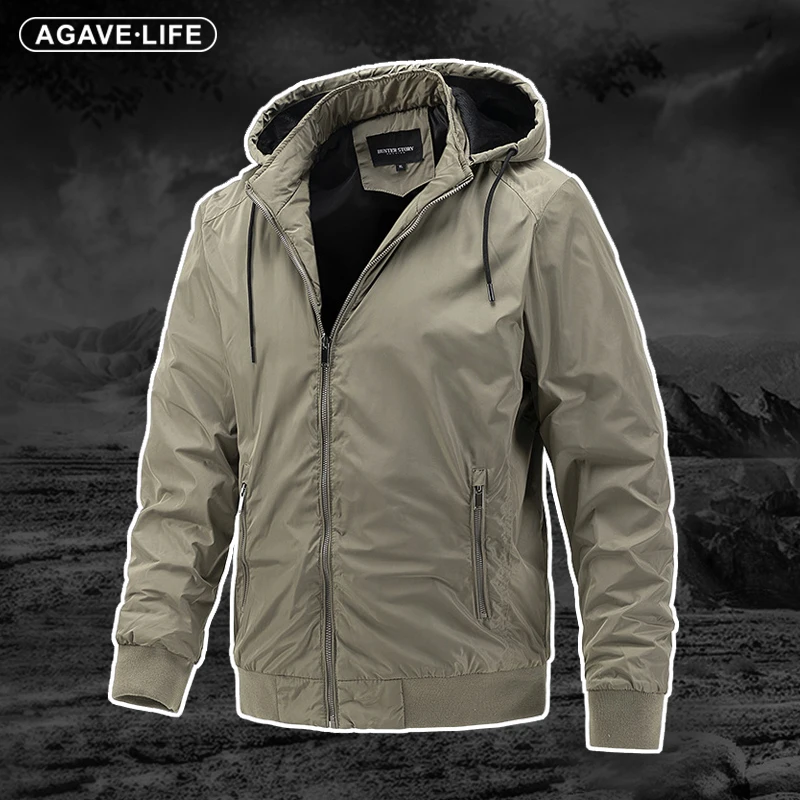 

Ветровка мужская в стиле милитари, повседневная куртка, новая деловая однотонная приталенная, пальто со съемным капюшоном