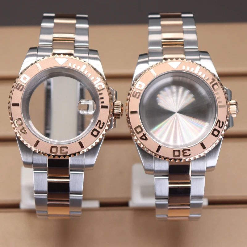 Мужские часы с браслетом 20 мм серебристые и розовые золотистые модель Seiko Nh35 Nh36 Eta