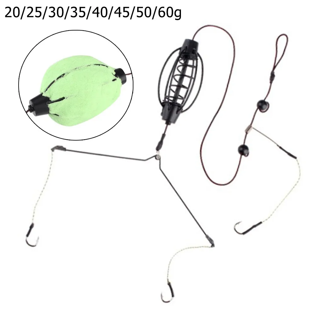 

1P Bait Carp Fishing Feeder Fishing Baits Cages Hook Rig Set Hollow Sinker Inline Method Cage Feeder Tackle Fishing Tools