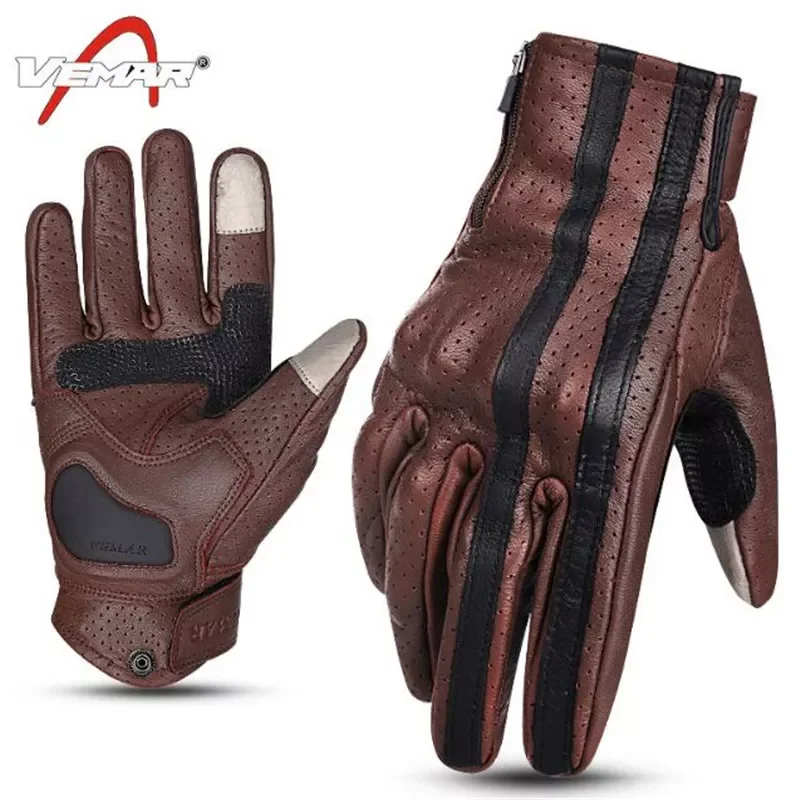 

Винтажные Кожаные Мотоциклетные гоночные перчатки VEMAR, перчатки для мотокросса, велосипедные перчатки с закрытыми пальцами для сенсорного ...