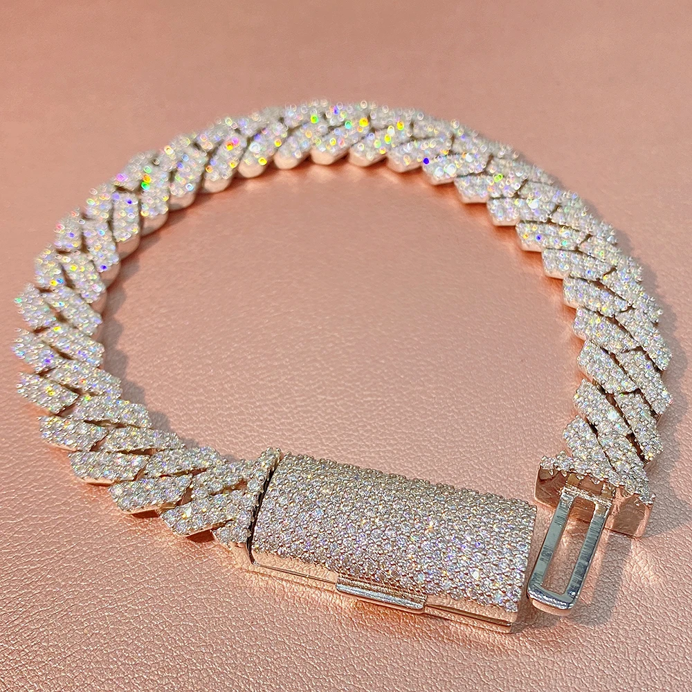 High Quality Moissanite Cuban Chain Necklaces For Men S925 Silver Real Diamond Hand Chain Women Moissanite Jewelry Pass Tester