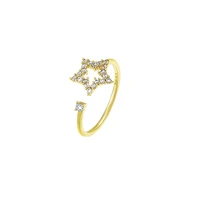 simple five pointed star fine jewelry 18k gold trendy resizable rings for girls wild style gift