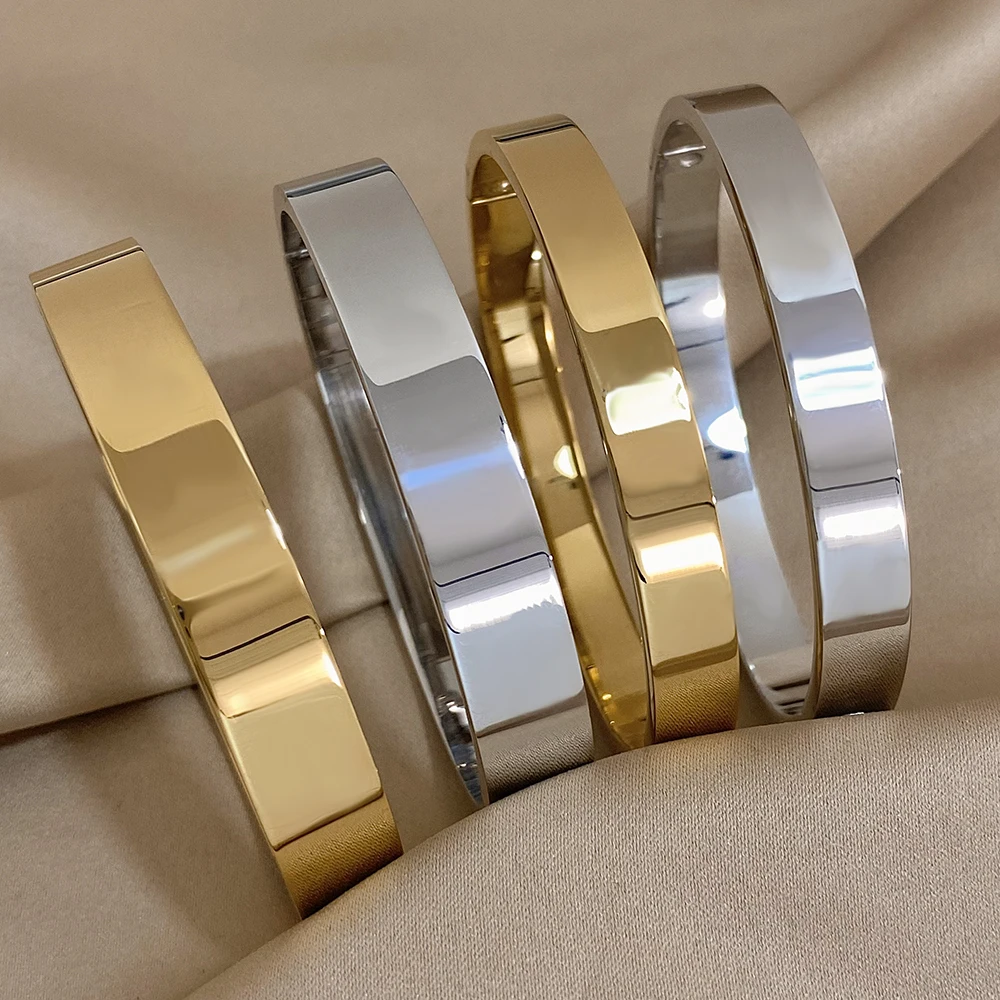 1 шт. женский широкий тонкий браслет из нержавеющей стали