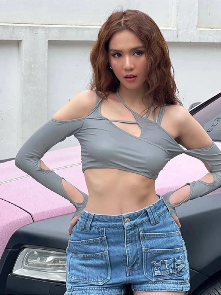 Женский Укороченный Топ С Длинными Рукавами В Готическом Стиле Пэчворк