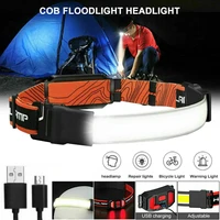 1pc led headlamp mini cob soft light usb charging head torch waterproof work light 3 lighting modes for outdoor hiking camping