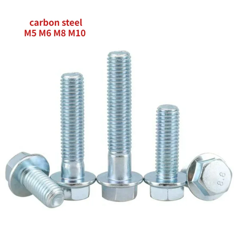 

M5 M6 M8 M10 класс 8,8 оцинкованные шестигранные фланцевые болты фланцевые винты шестигранные Ленточные прокладки полная резьба/частичная резьба GB5789