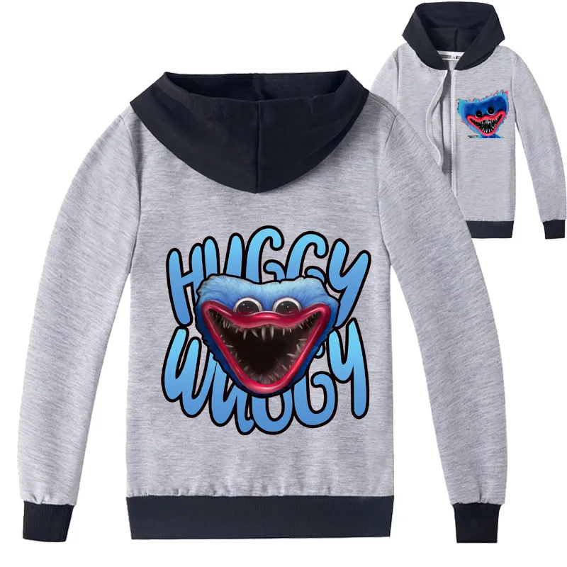 

Kids Huggy Wuggy Poppy Playtime Hoodie Kids Hoody Zipper Jackets Teenager Boys Cosplay Costume Streetwear Harajuku Girls Outwear
