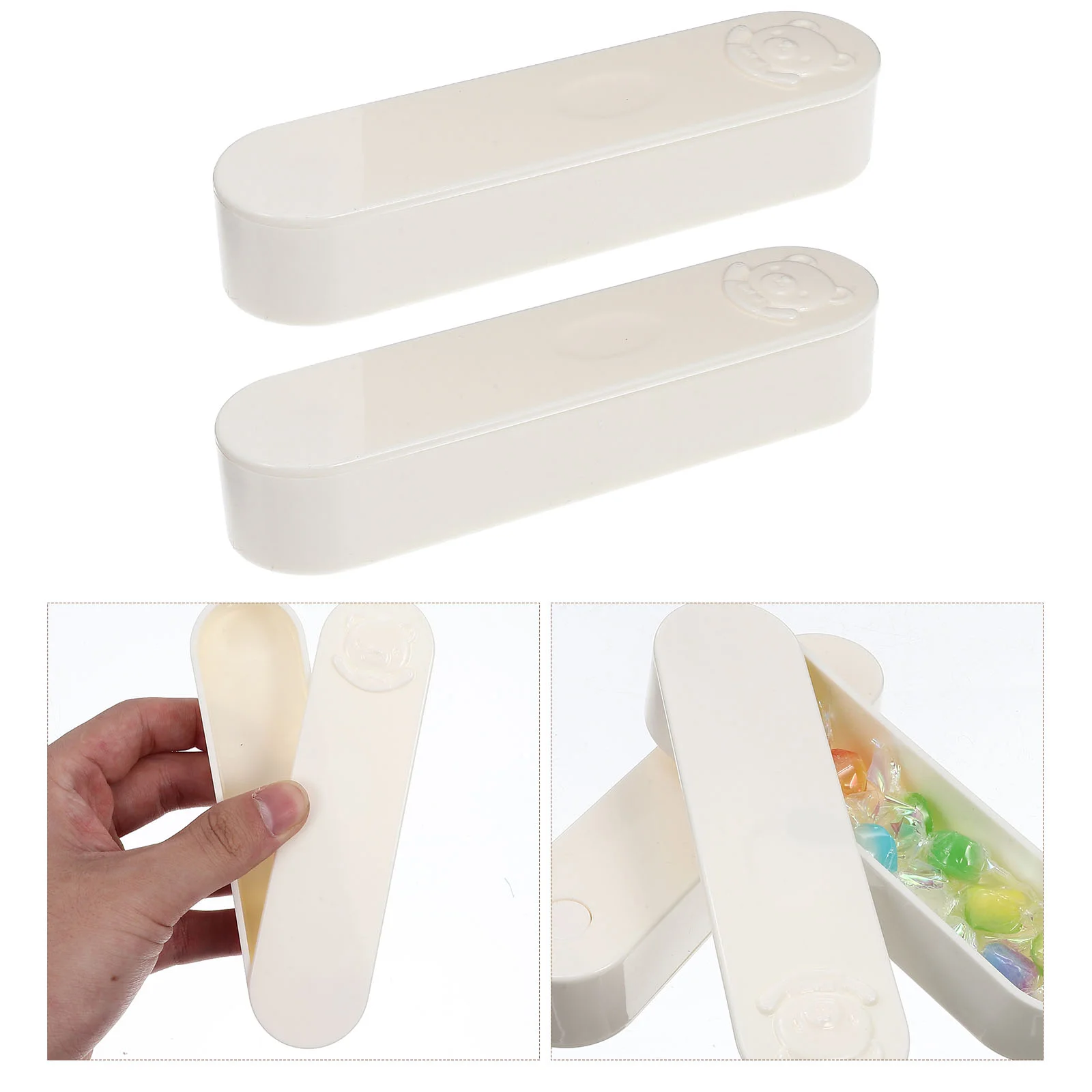 

2 Pcs Cartoon Cotton Swab Box Plastic Container Pad Case Jar Organizers Containers Toothpick Travel Mini Cases Fabric