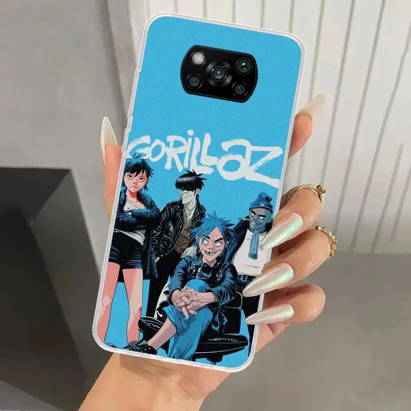 Чехол Gorillaz для телефона с аниме Xiaomi Poco X6 X5 X4 X3 Nfc F6 F5 F4 GT F3 F2 Pro F1 M5S M4 M3