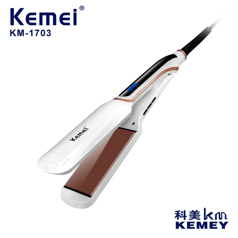 

Kemei Plywood KM-1703 Ceramic Panel Constant Temperature Rapid Heat LCD Temperature LCD Display Curling Hair Straightener