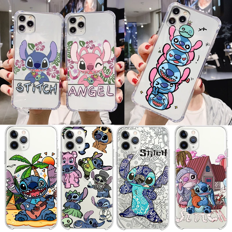 

Stitch Lilo Angel Cute For Apple iPhone 14 13 12 11 Pro Max Mini XS Max X XR 7 8 Plus 5S Silicone Transparent Phone Case Fundas