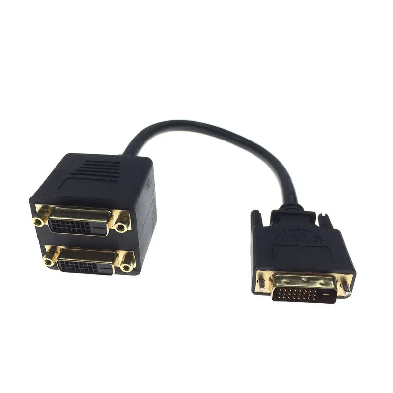 1x2 DVI Splitter Adapter Cable 1-DVI Male To DVI24+1 Female 24K Gold Connector for HD1080P HDTV Projector PC Laptop