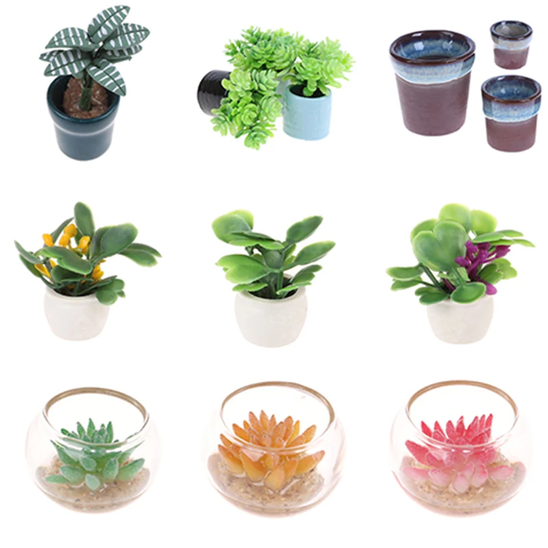 

Зеленое мини-дерево в горшке для кукольного домика, миниатюрное зеленое растение, кукольный домик, мебель, домашний декор, имитация горшечн...