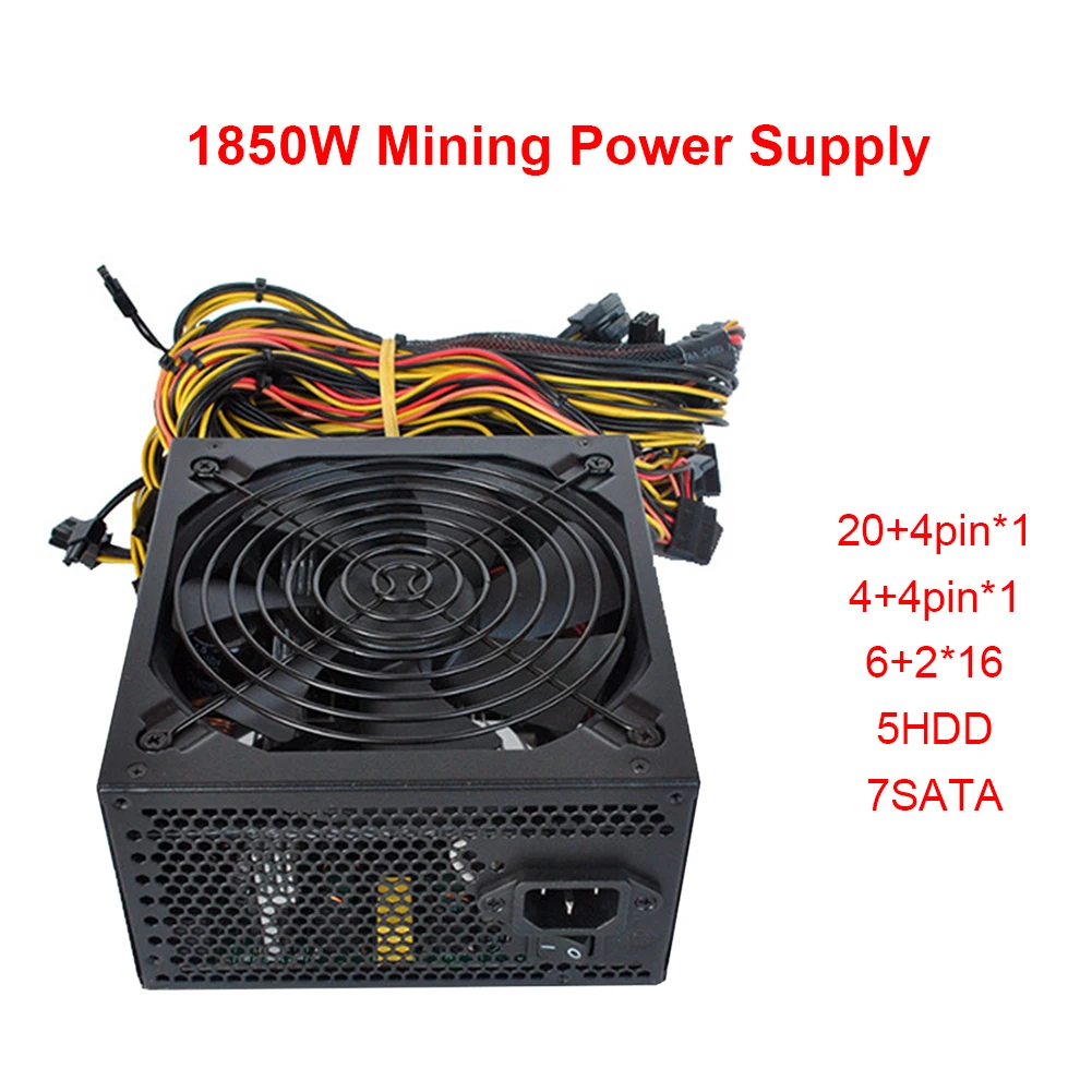 

1850W High Efficiency ATX Bitcoin Miner Mining Machine Power Supply Black