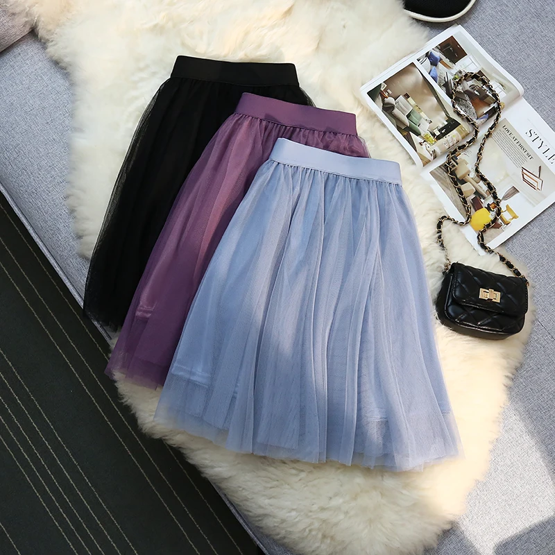 

Женская элегантная Тюлевая юбка, сетчатая кружевная плиссированная юбка трапециевидной формы, короткая женская юбка, эластичные сексуальные мини-юбки для танцев