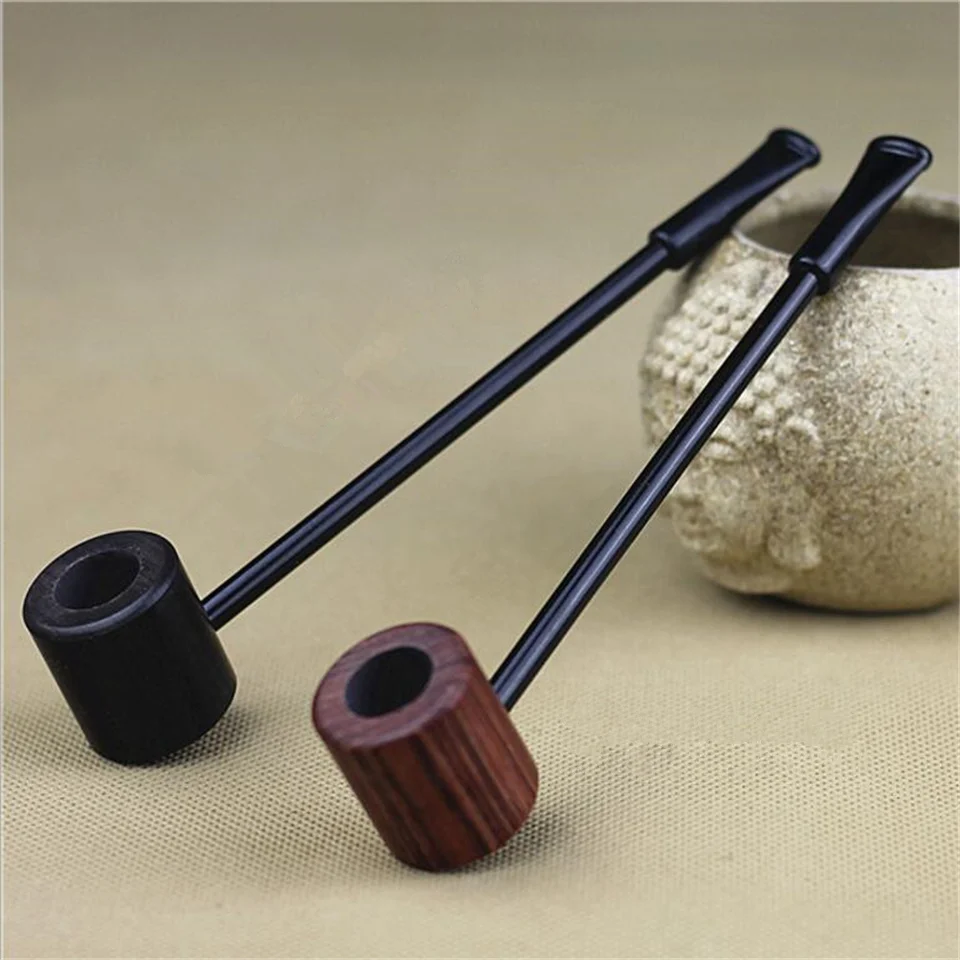 

Classic Ebony Wood Pipe Smoking Pipes Portable Smoking Pipe Herb Tobacco Pipes Grinder Smoke Gifts Black/Coffee 2 Colors