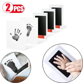 2 Set Safe Non-toxic Baby Footprints Handprint No Touch Skin Inkless Ink Pads for 0-10 Months Infant Pet Dog Footprint Souvenir 1