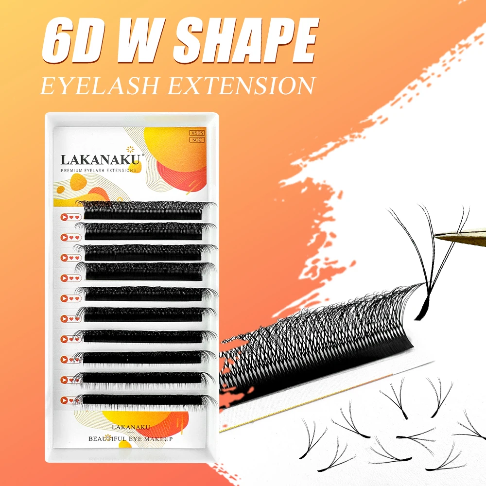 

LAKANAKU Cilios 6D Shape Cilia W Volume Eyelashes Extensions 0.07 C/D Mink Natural Soft Professional Makeup Cilios